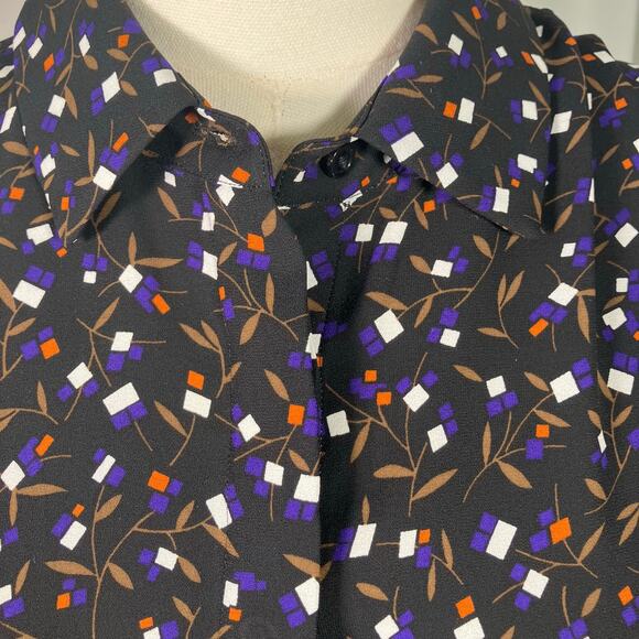 Anne Klein Black Sleeveless Shirt Dress Sz 8 Abstract Print Button Front - Picture 6 of 16